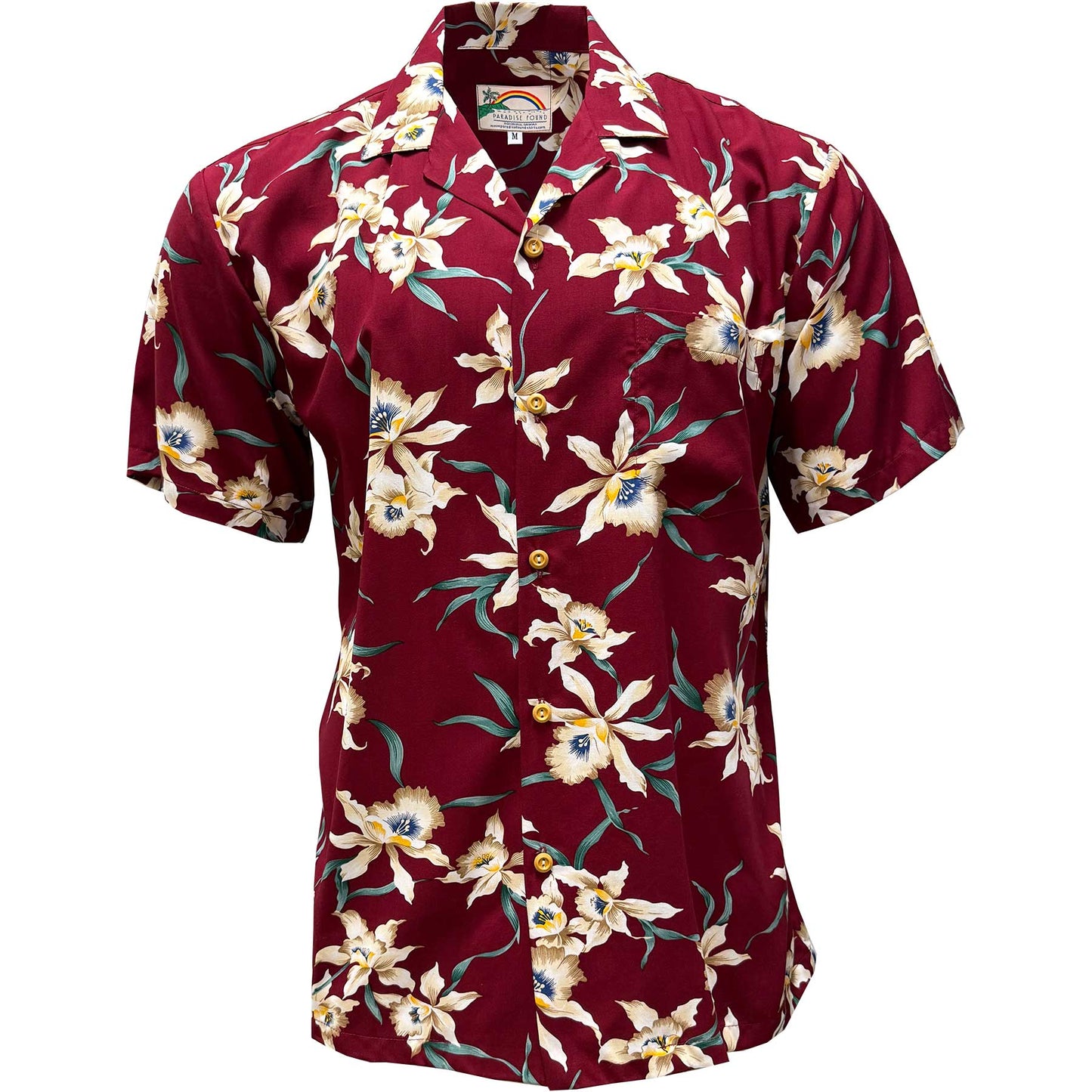 Paradise Found Star Orchid Hawaii Shirt – Burgundy Rayon