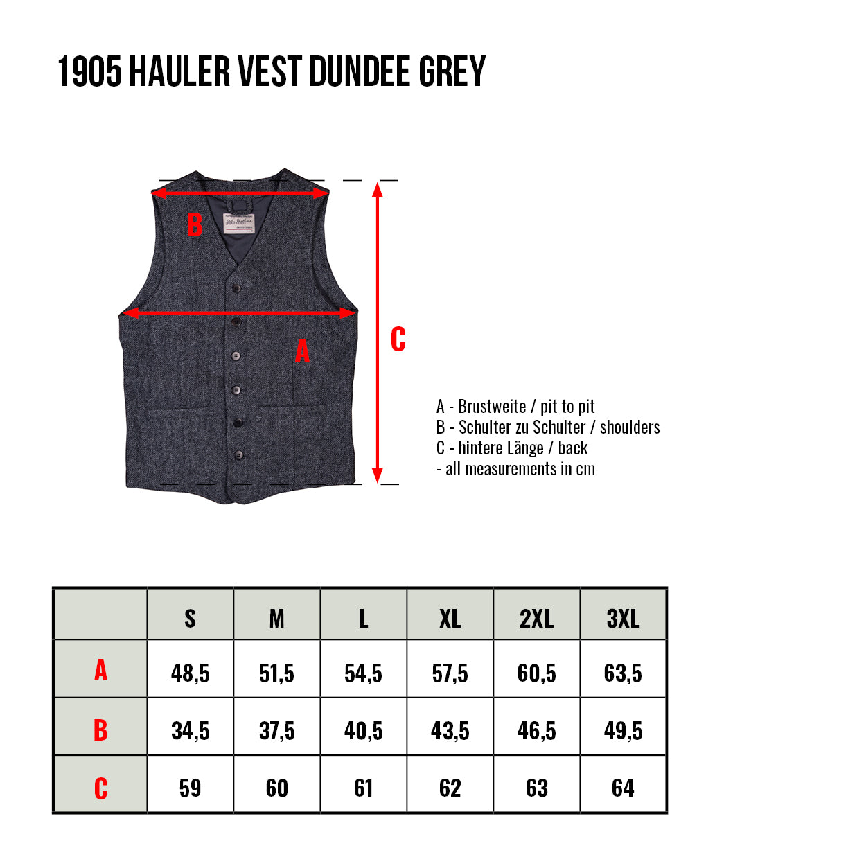 1905 hauler vest wool grey sizing