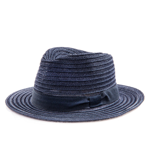 Fedora-Rafia-Hut - Marineblau