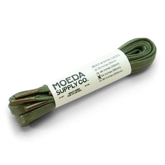 Flat Waxed Laces 160cm (64"inch) - Green/Metal Aglets