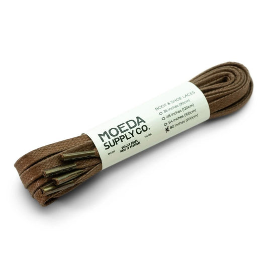 Flat Waxed Laces 200cm (80"inch) - Brown/Metal Aglets