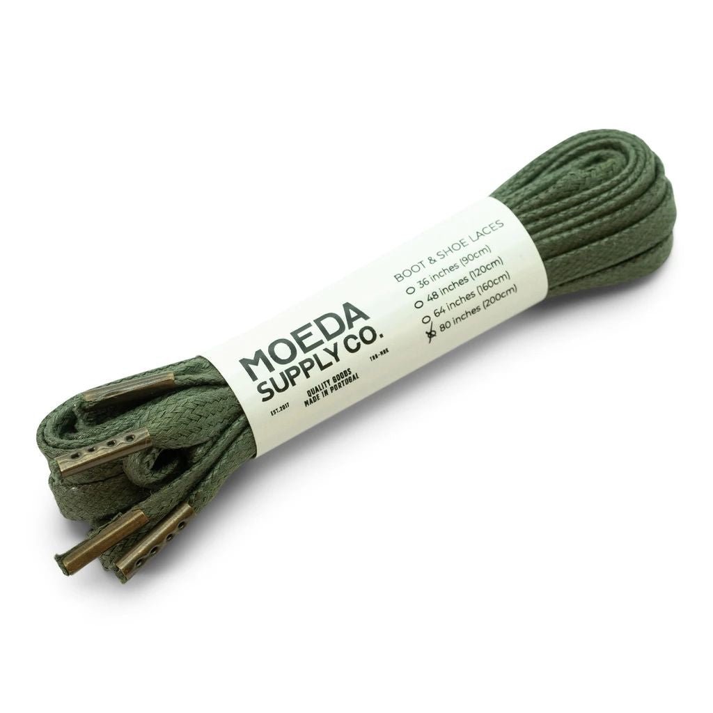 Moeda flat wax laces green 80 cm