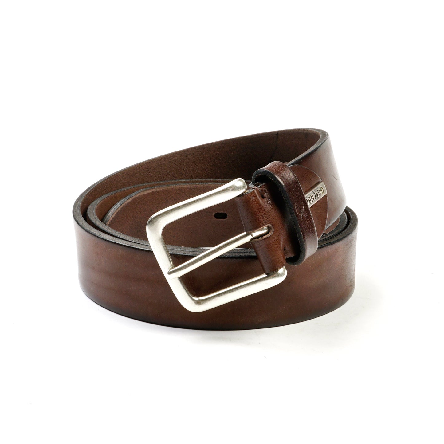 Greenbelt leatherbelt blake brown silver brass buckle