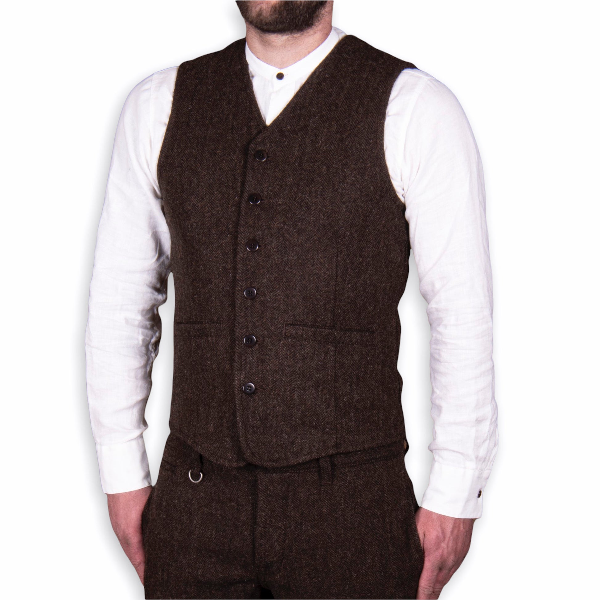 1905 hauler vest wool brown front