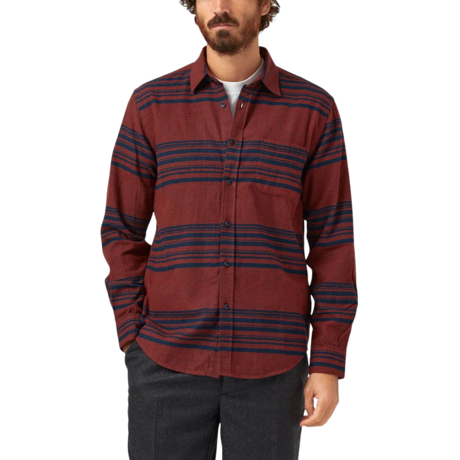 Portuguese Flannel Labrosa Raw Cotton Shirt - Bordeaux