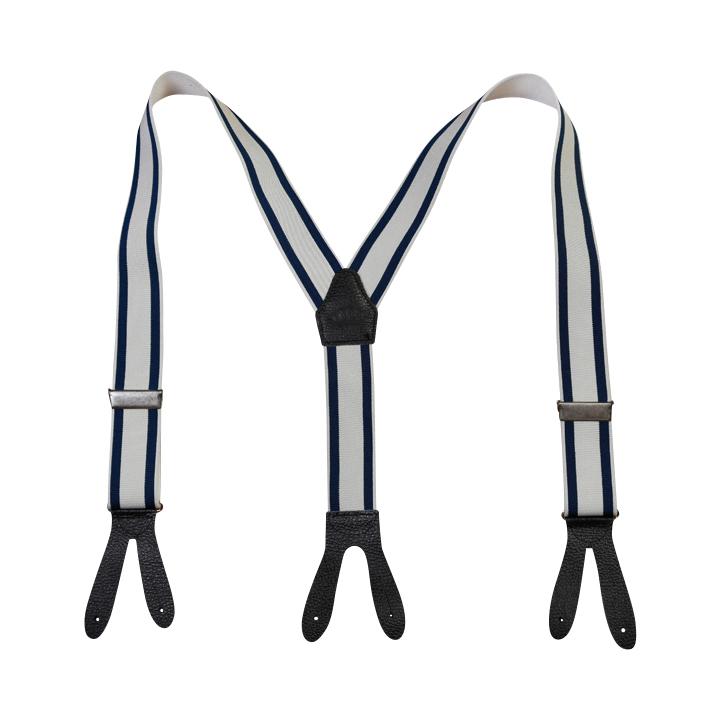 1937 Heavy Duty Braces - Navy / Off-White - L'Atelier 