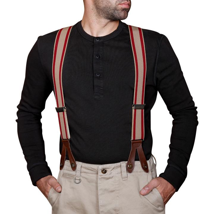 1937 Heavy Duty Braces - Red / Khaki - L'Atelier 