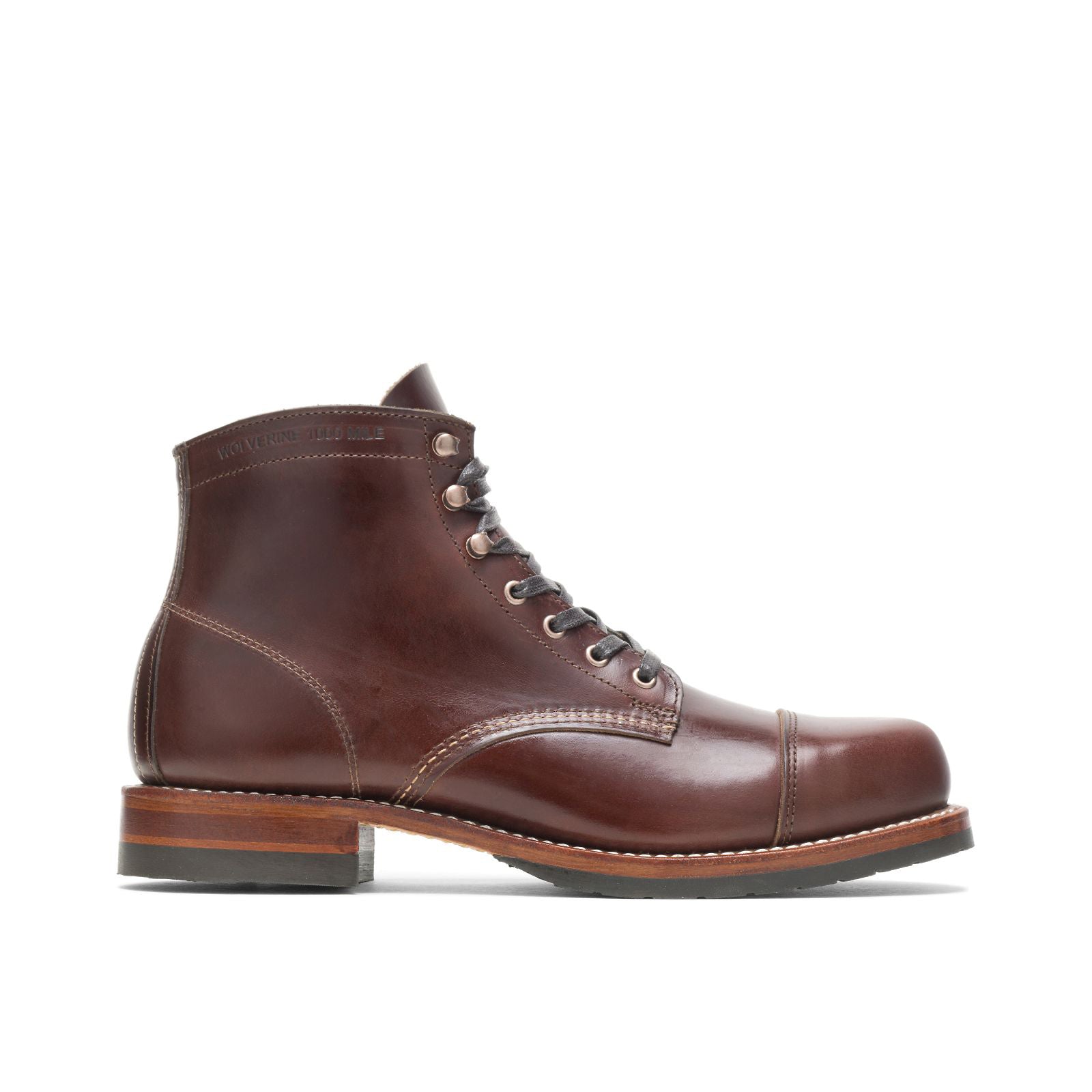 wolverine 1000 miles cap toe havana brown