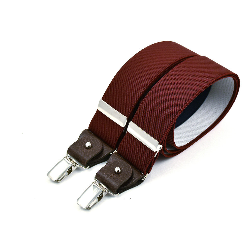 Wide clip-on braces - Bordeaux